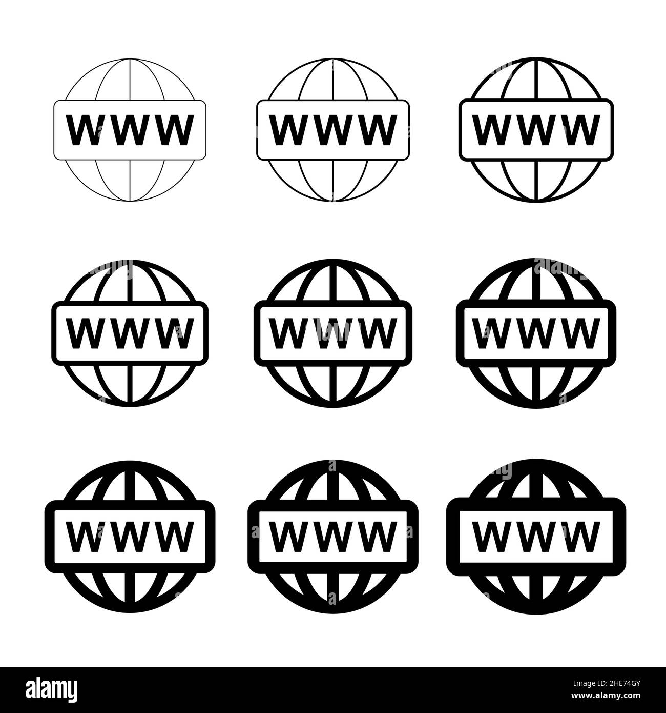 WWW world wide web set site symbol, Internet collection icon, website ...