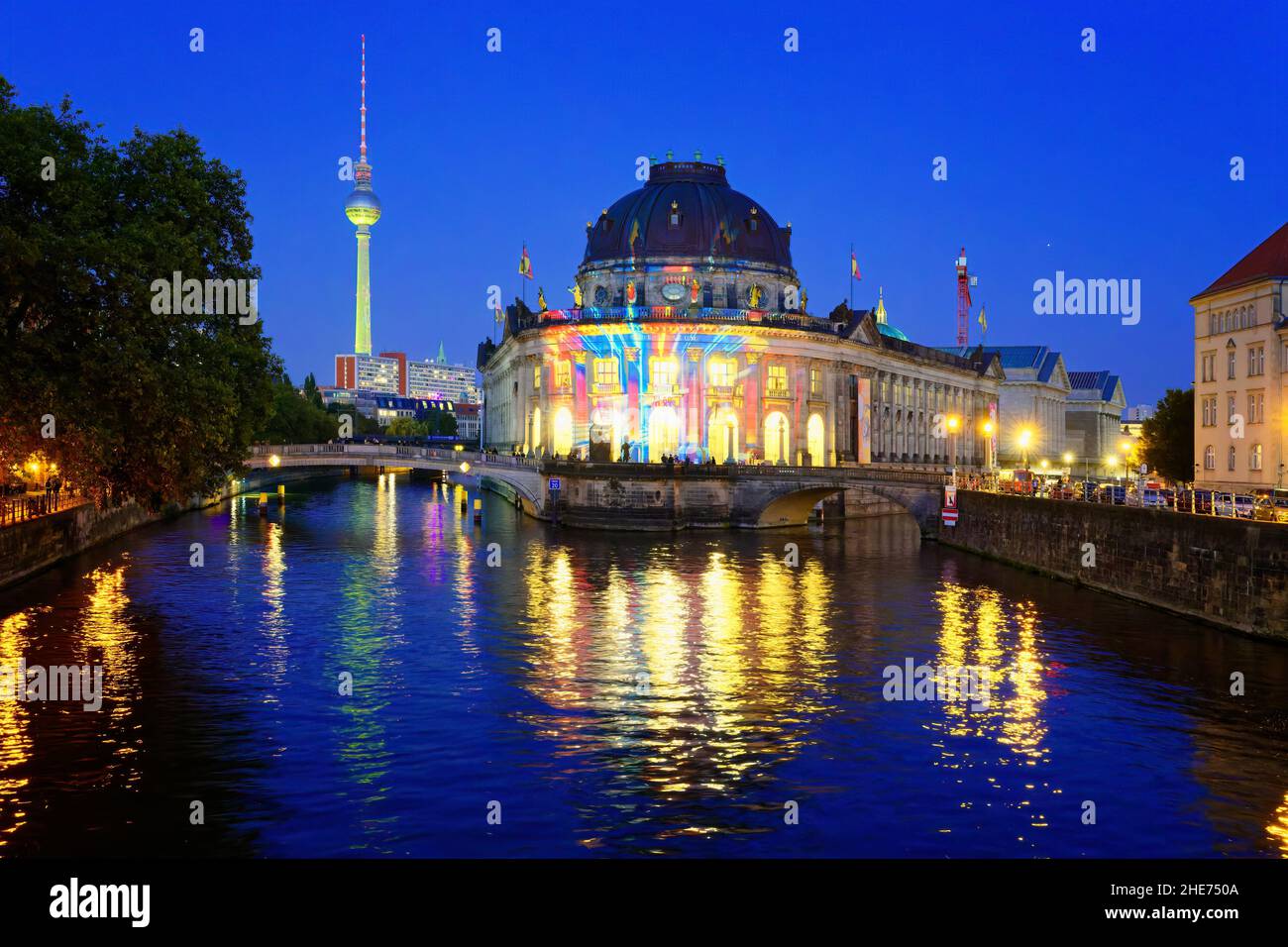 Bode Museum during the Festival of Lights, Museum Island, Berlin Mitte district, Berlin, Germany Stock Photo