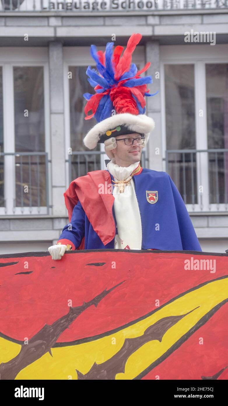 The Aachen Rose Monday procession in the carnival in front of the historic town hall Stock Photo