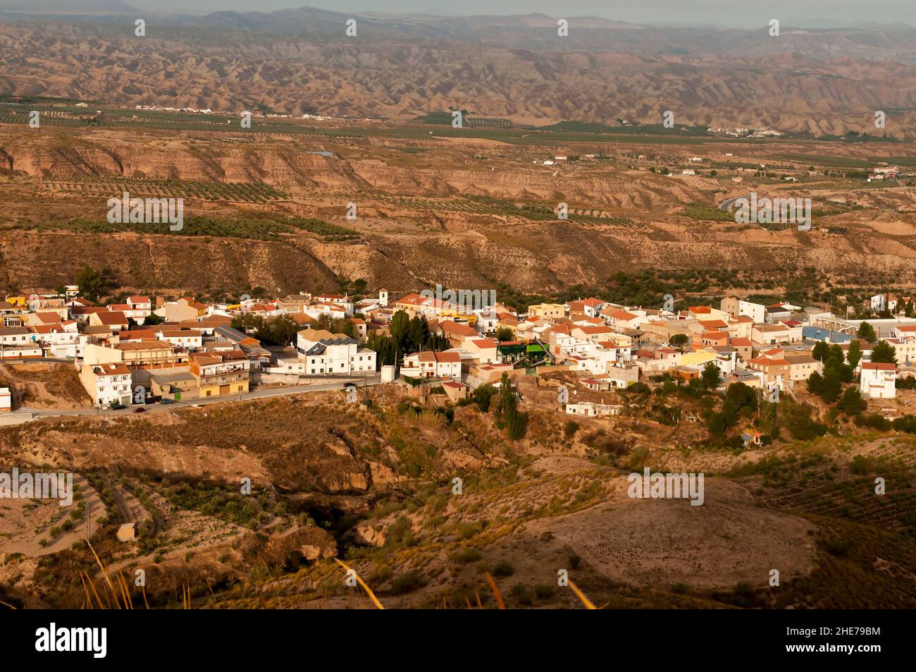 Panoramic of the Villa de Freila in the province of Granada. Stock Photo