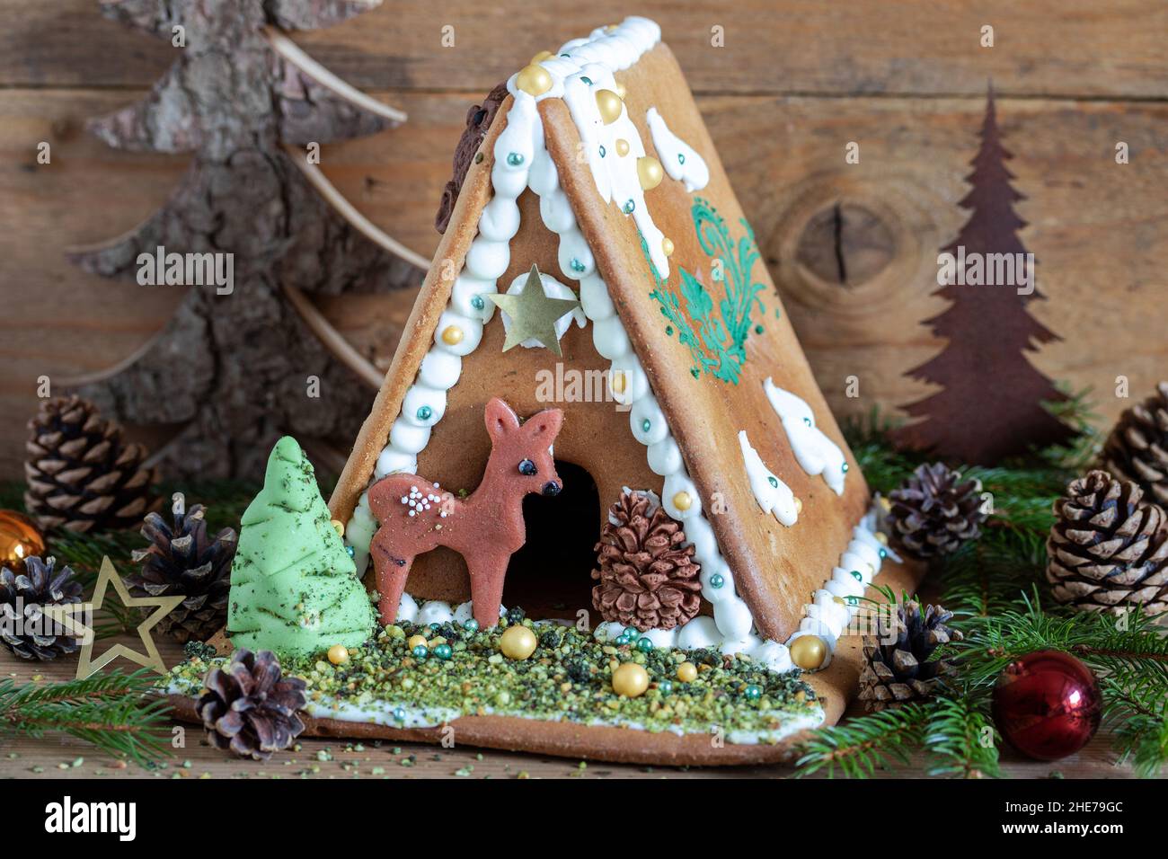 gingerbread house as christmas decoration Stock Photo