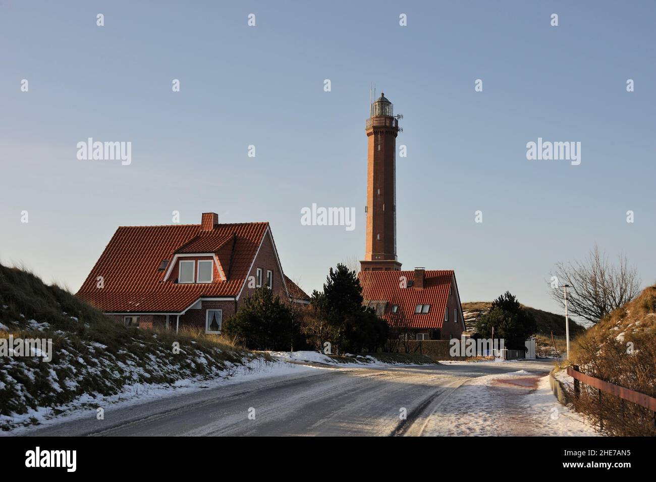 Großer Nordermeyer Leuchtturm, Winter,  Norderney, Ostfriesische Inseln, Reg.-Bez. Weser-Ems, Landkreis Aurisch, Niedersachsen, Deutschland, Europa | Stock Photo