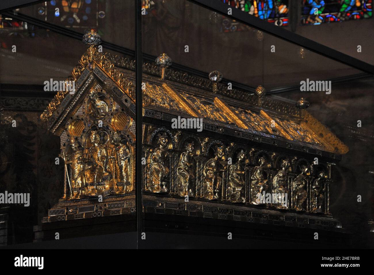 Aachener Dom, Kaiserdom, Karlsschrein in der Chorhalle, Aachen, Nordrhein-Westfalen, Deutschland, Europa | Aix-la-Chapelle, Aachen Cathedral, gold and Stock Photo