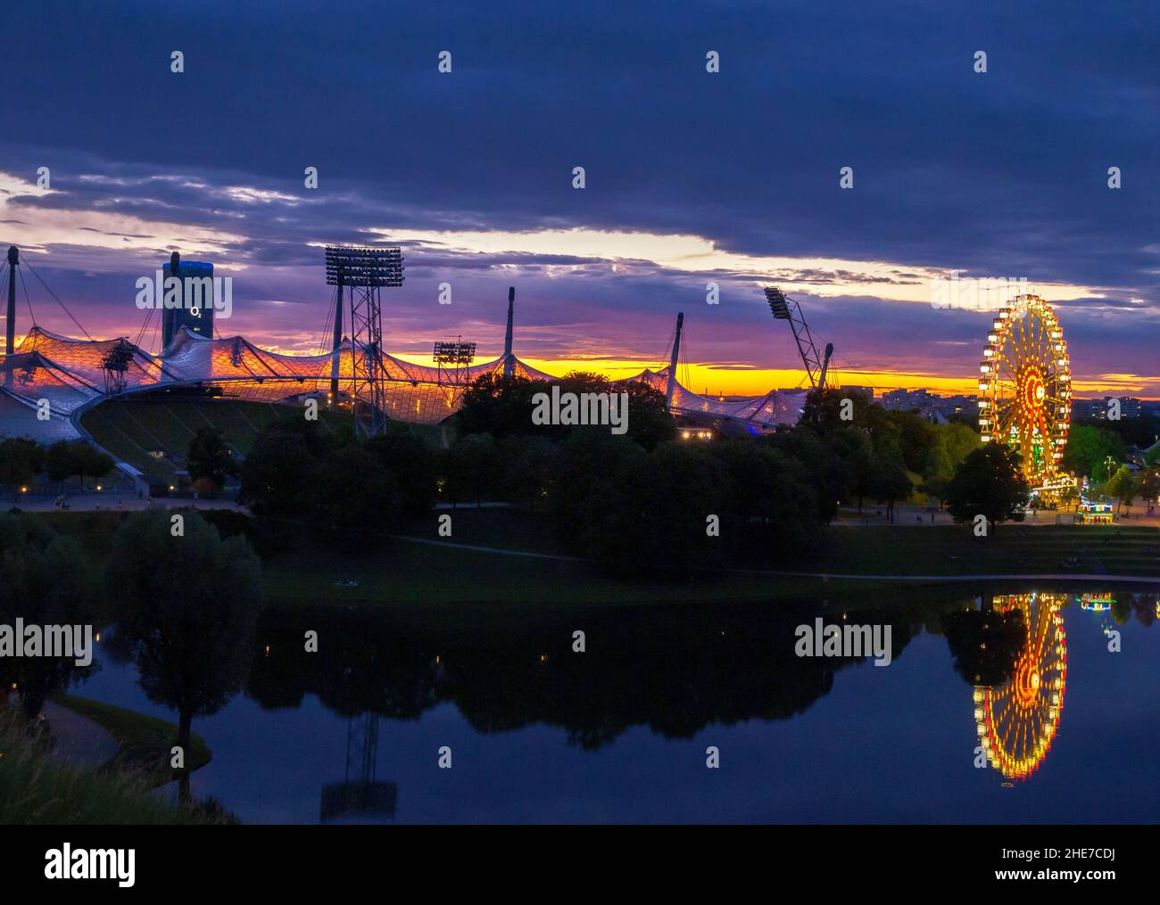 Summer festival in the Olympiapark in Munich, Bavaria, Germany Stock Photo