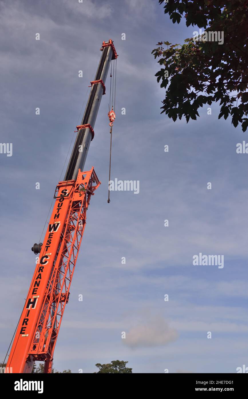 The extended arm of a mobile crane Stock Photo Alamy