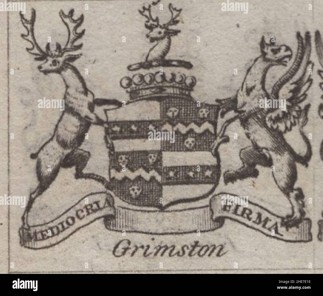 Historical antique 18th century engraving heraldy coat of arms, crest