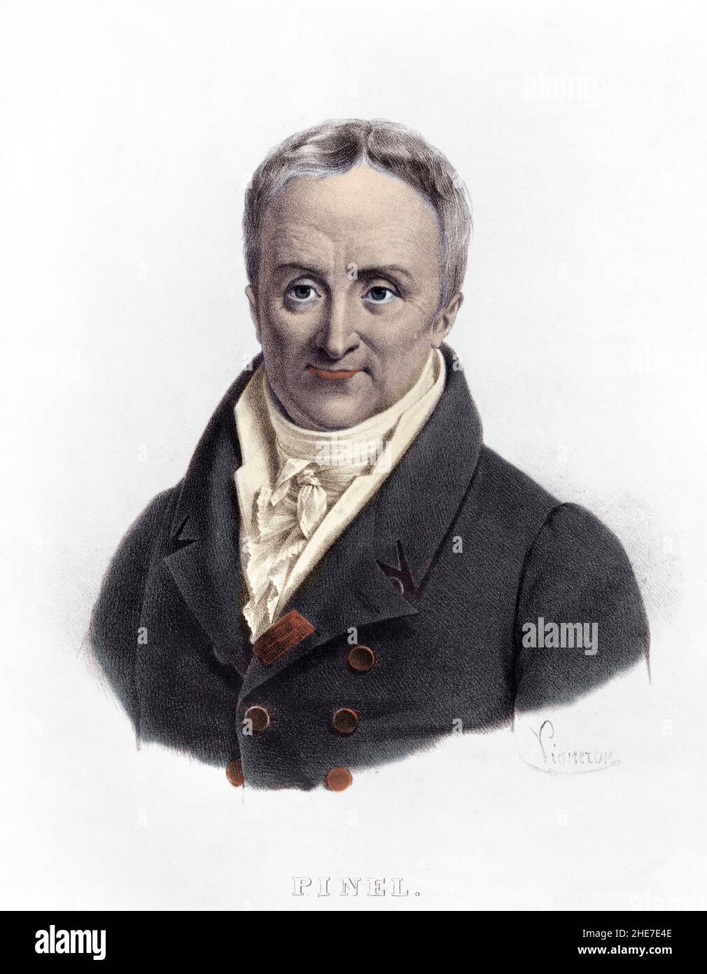 portrait of Philippe Pinel engraving after Pierre Roche Vigneron Stock Photo