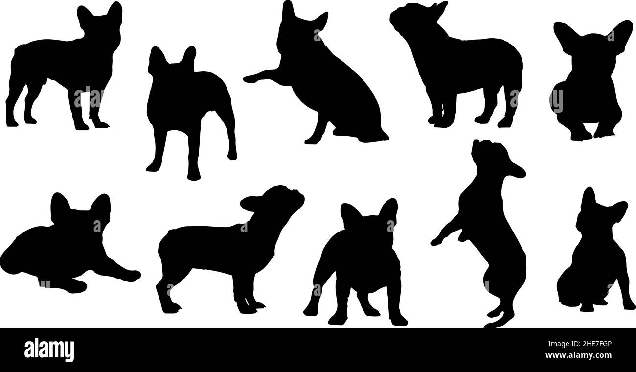 french bulldog silhouette dog bundle svg Stock Vector