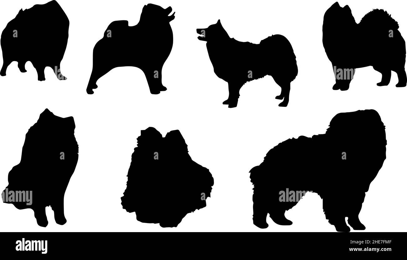 american pitt bull terrier silhouette dog bundle Stock Vector