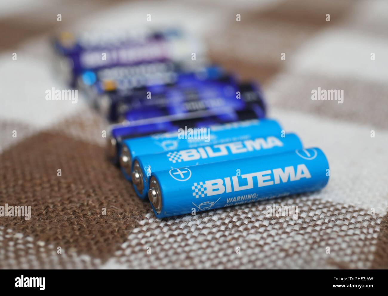 Different types of batteries, including from Biltema Stock Photo - Alamy