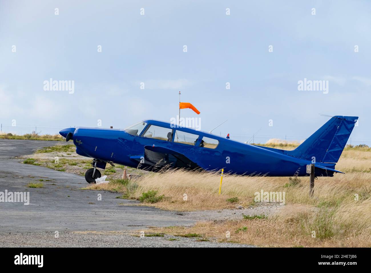Close up of an antique airplane in airport at Catalina Island Stock Photo