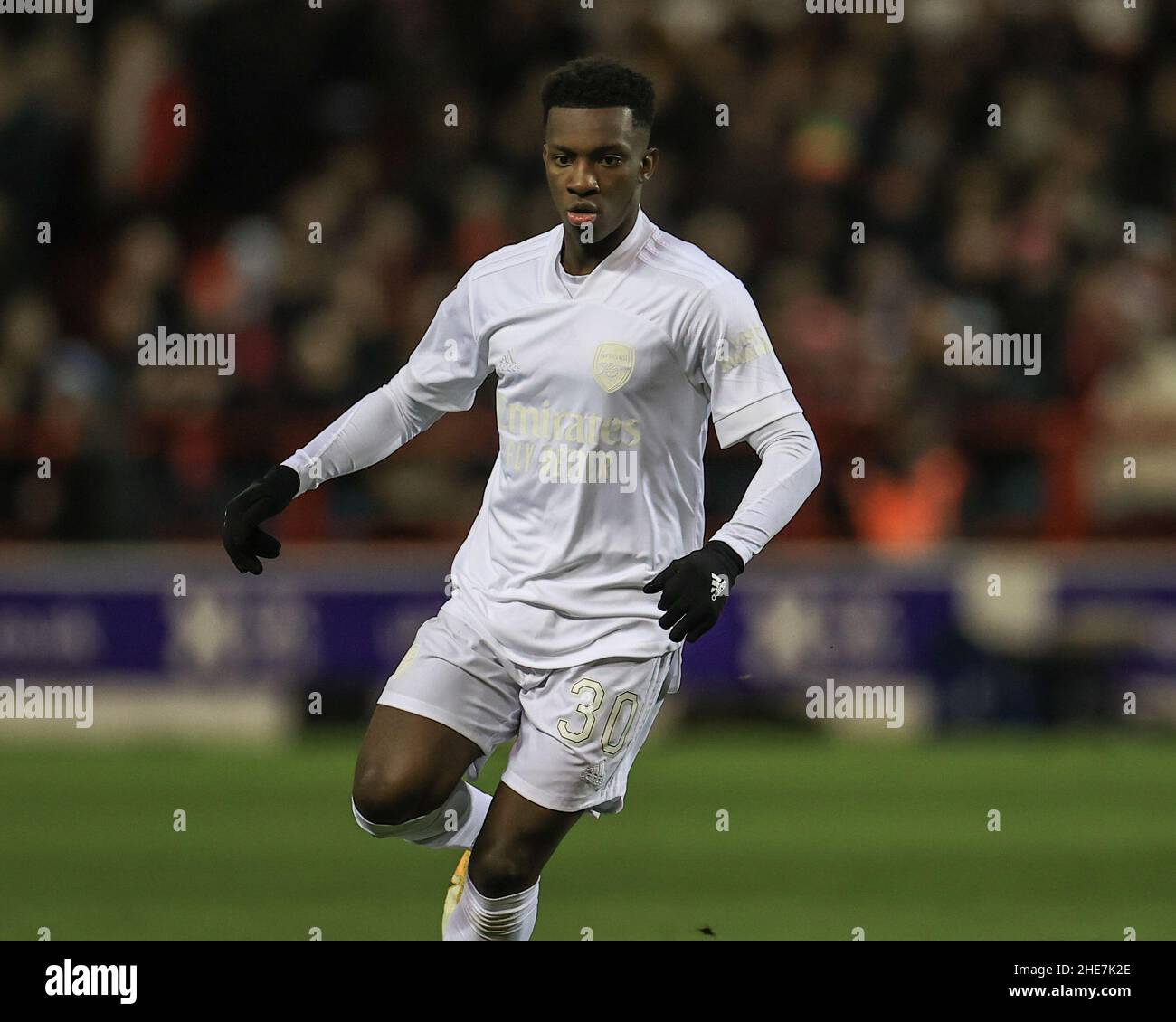 Nottingham, UK. 09th Jan, 2022. Eddie Nketiah #30 of Arsenal during the game in Nottingham, United Kingdom on 1/9/2022. (Photo by Mark Cosgrove/News Images/Sipa USA) Credit: Sipa USA/Alamy Live News Stock Photo
