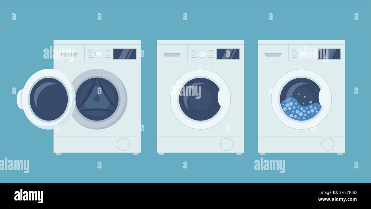 Washing and drying machines. Flat vector illustration. EPS 10 Stock Vector