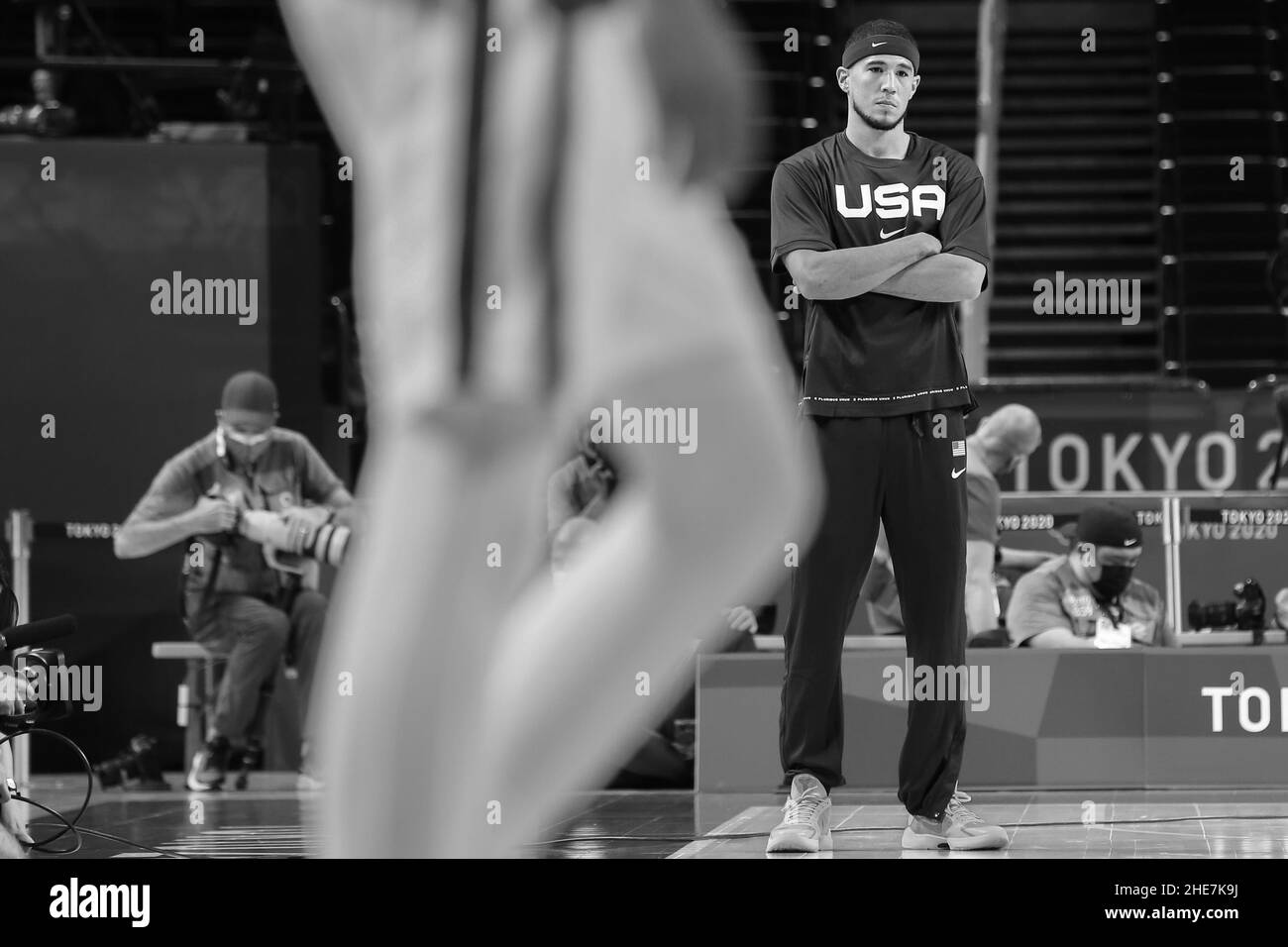 JULY 25th, 2021 - SAITAMA, JAPAN: Devin BOOKER of the United States in action during the Men Basketball Preliminary Round Group A game between France Stock Photo