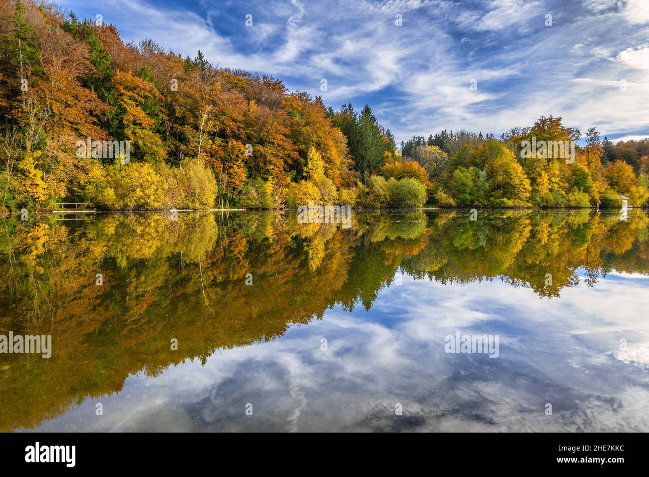 Autumn atmosphere at Haarsee, Bavaria, Germany Stock Photo