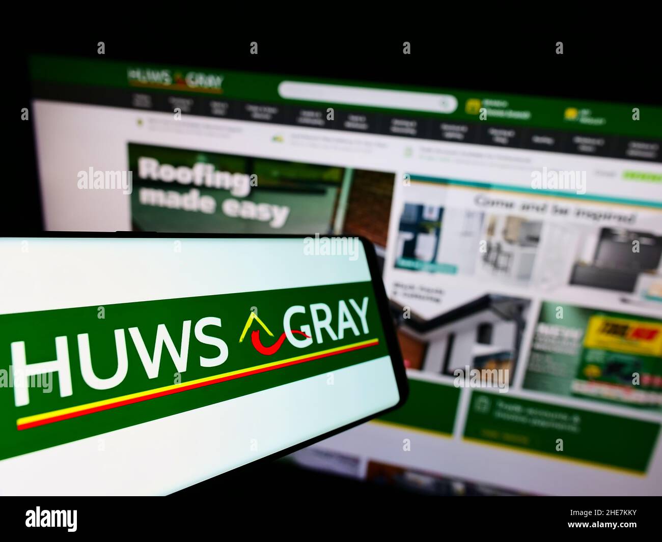 Smartphone With Logo Of British Builders Merchant Company Huws Gray ...