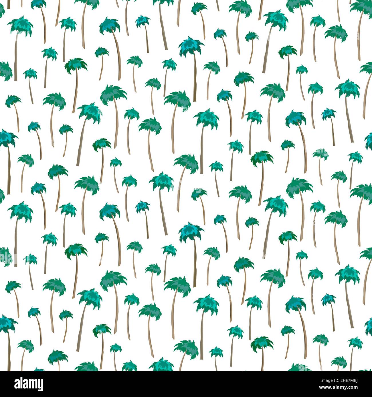 Tropical coconut palm trees on white seamless pattern. Summer exotic ...