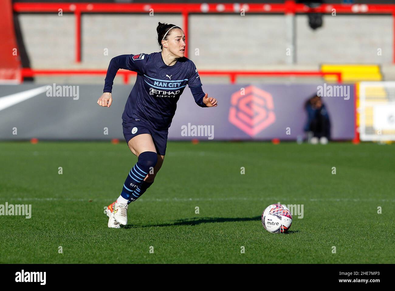 London, UK. 01st Feb, 2018. CRAWLEY, United Kingdom, DECEMBER 12: Lucy Bronze of Manchester City Women in action during Barclays FA Woman Super League between Brighton and Hove Albion and Manchester United at The People's Pension Stadium, Crawly on 12th December, 2021 Credit: Action Foto Sport/Alamy Live News Stock Photo