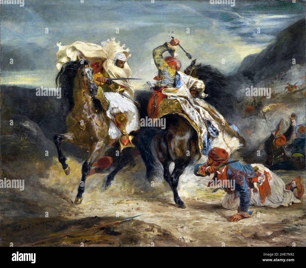 The Combat of the Giaour and Hassan by Eugène Delacroix (1798-1863), 1826 Stock Photo