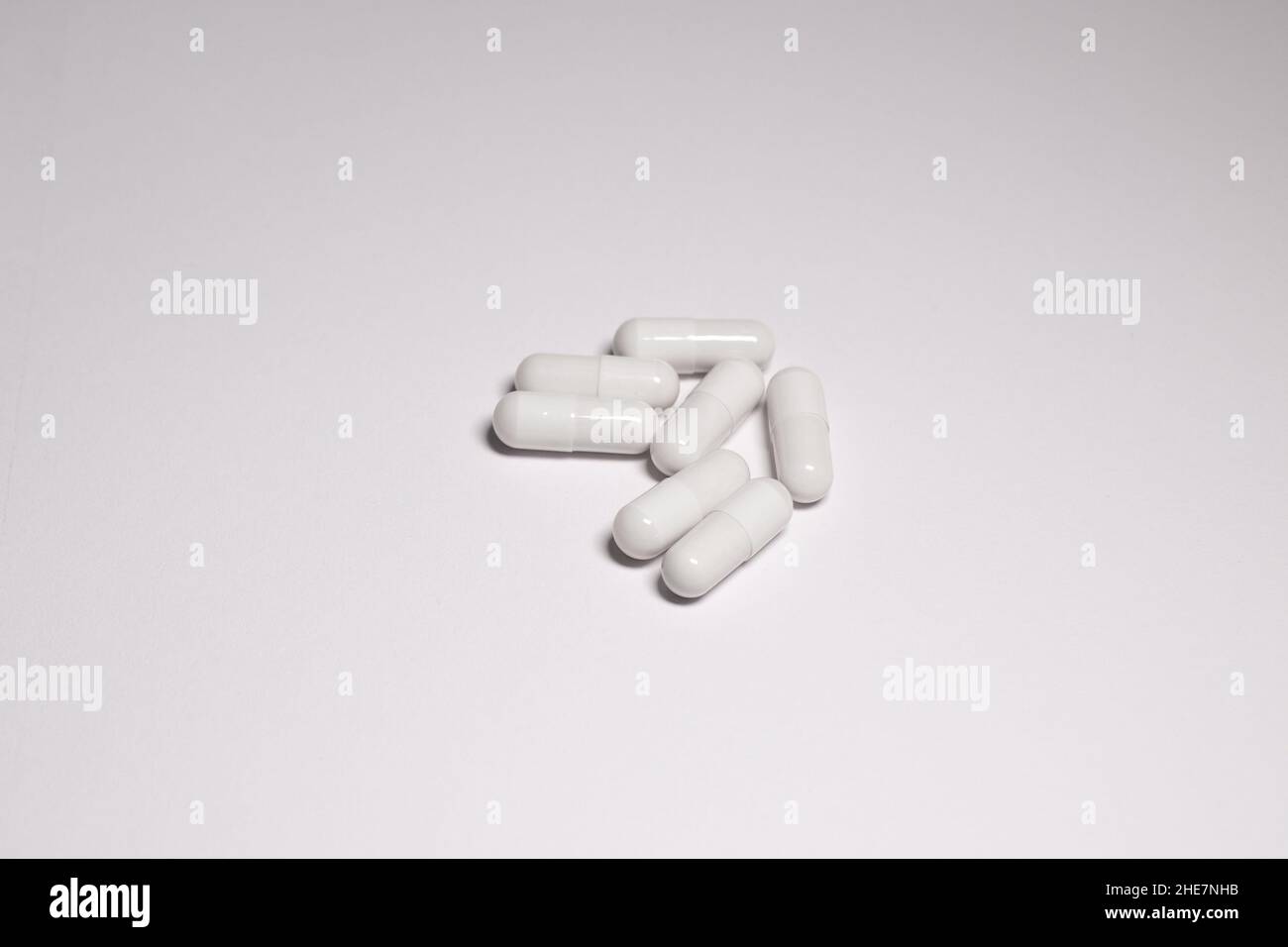 Close-up of drug pills. Medical treatment  and pharmacy concept. Stock Photo