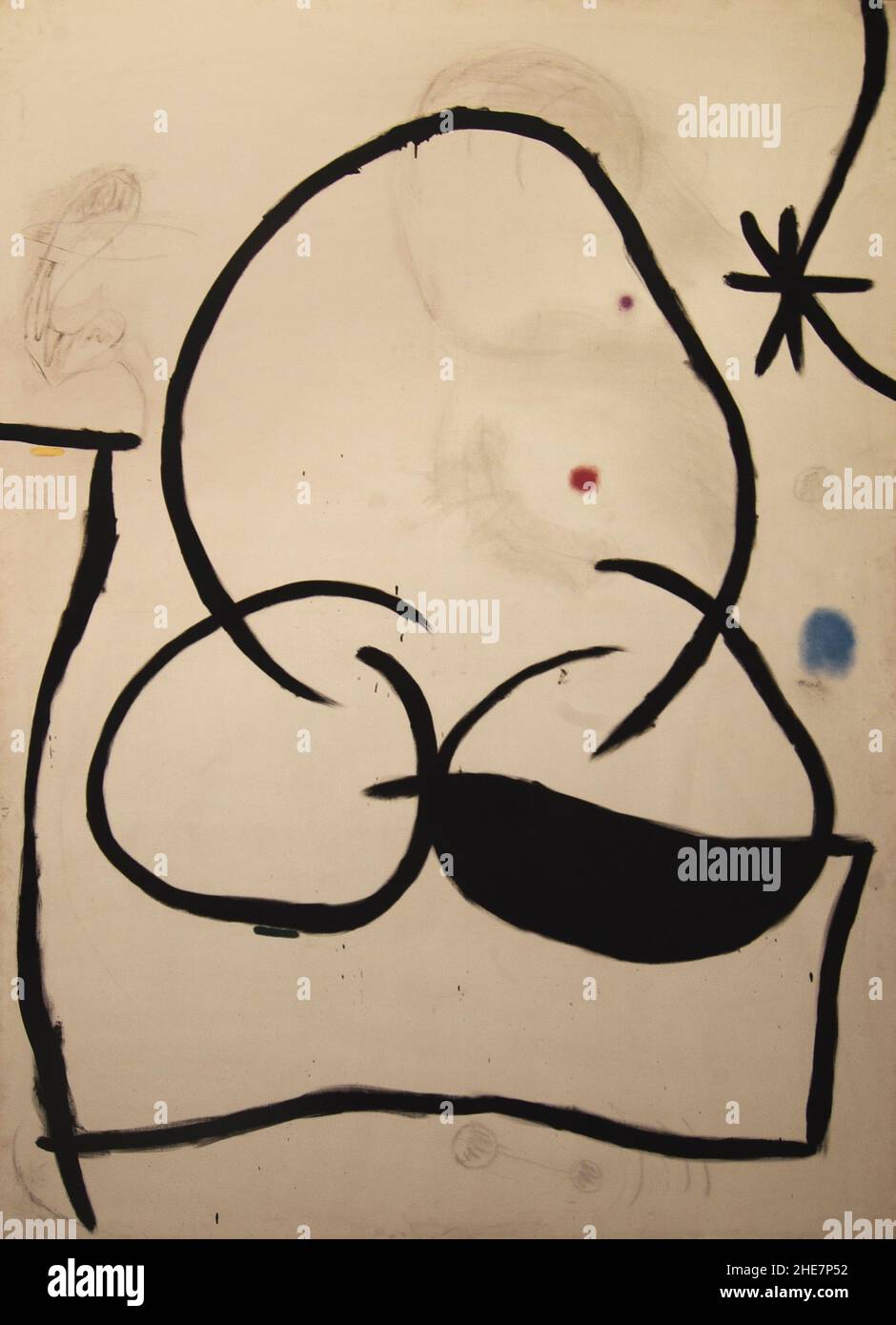 Miró Museum, Pilar i Joan Miró-Stiftung, Frau in der Nacht, Femme dans la nuit, Öl und Kreide auf Leinwand, 265,5 x 185,5, Palma de Mallorca, Mallorca Stock Photo