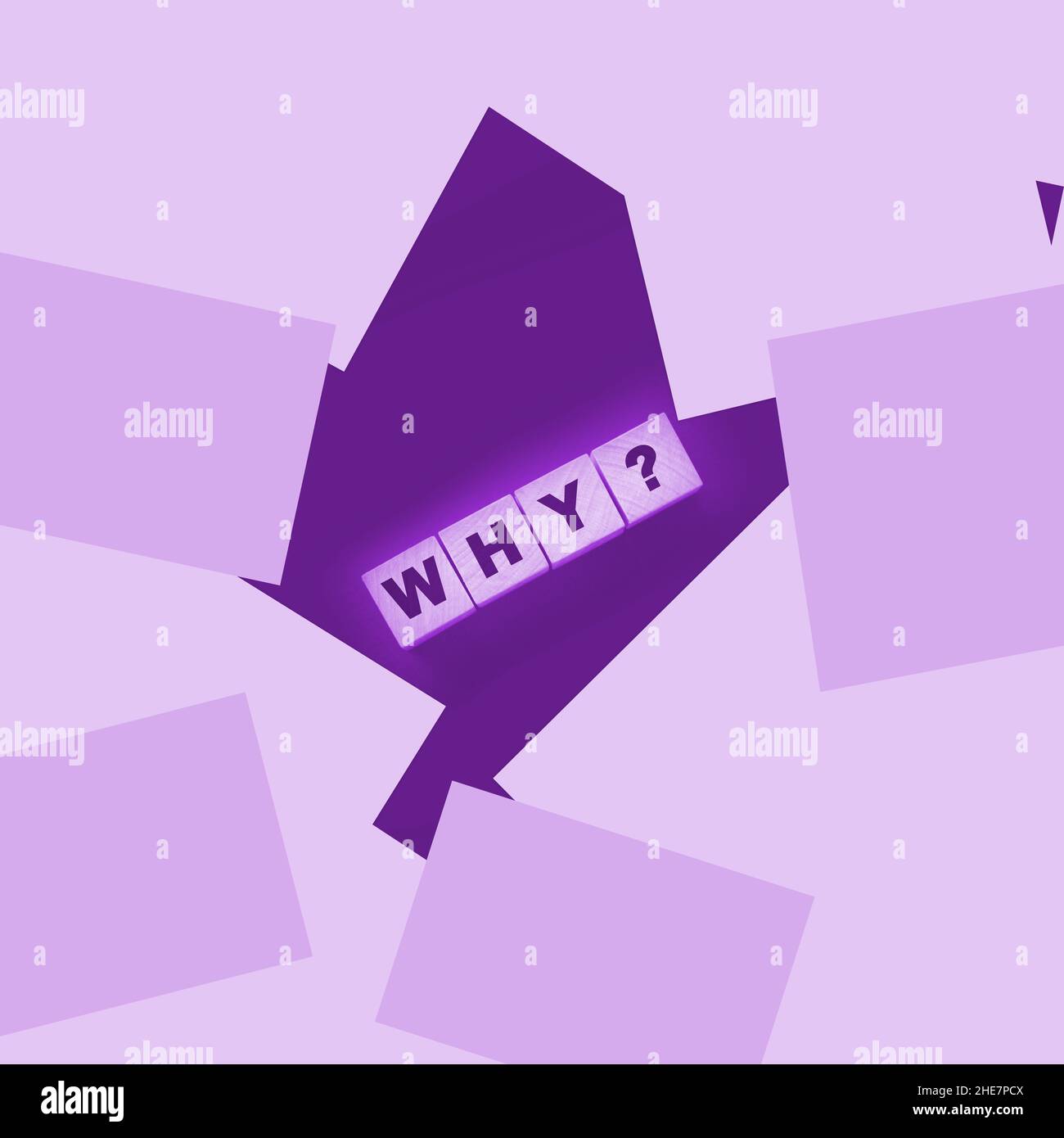 Why Closeup of word with question mark on wooden cubes on dark grey ...