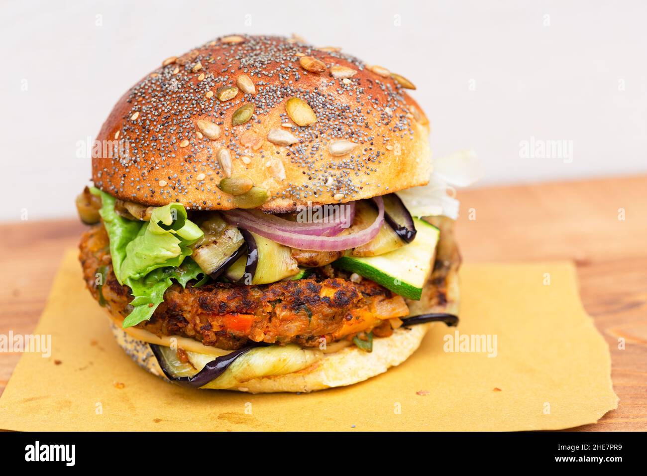 veggie burger close up Stock Photo