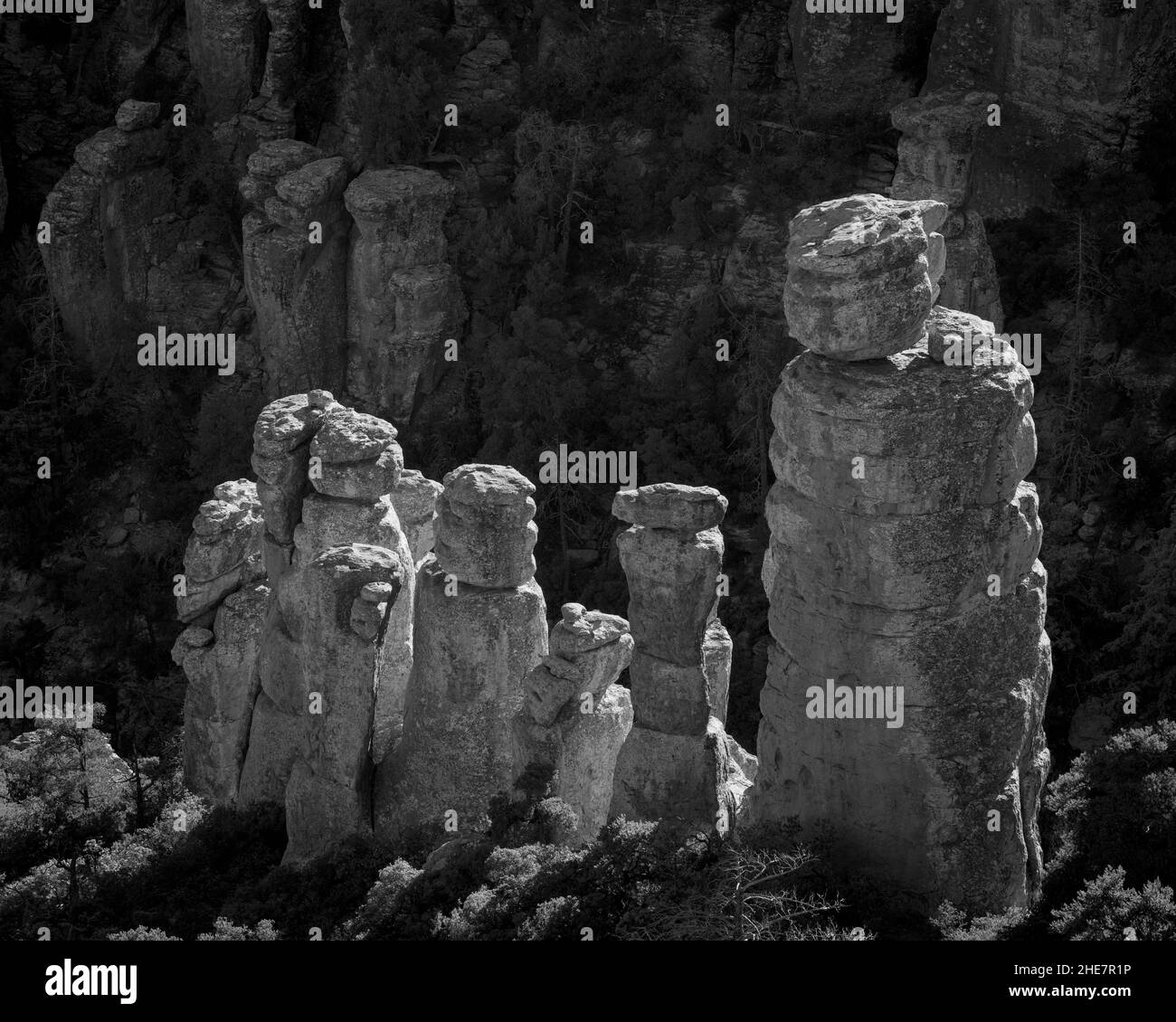 Hoodoos from Massai Point Nature Trail in Chiricahua National Monument, Arizona. Stock Photo