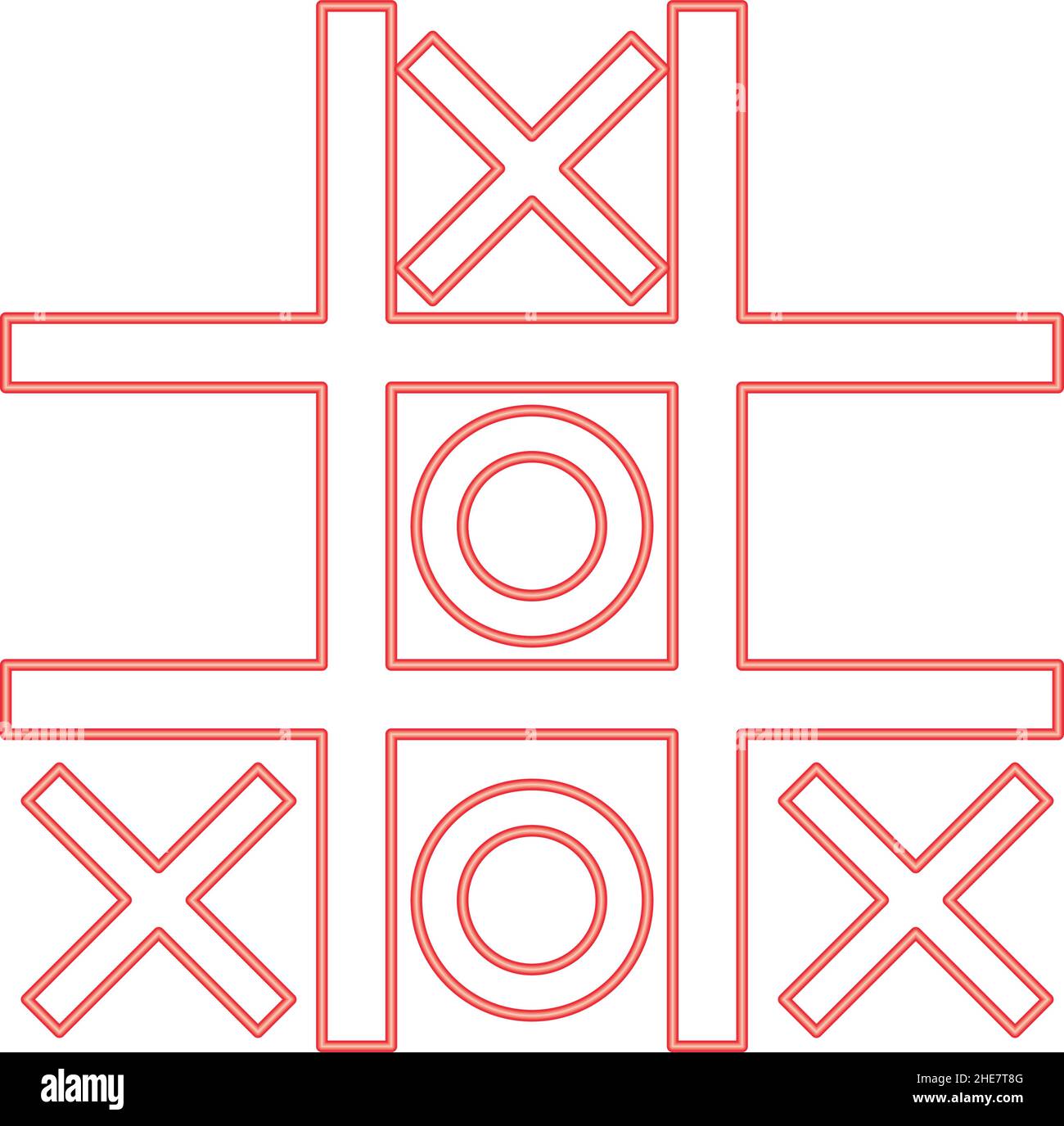 Glowing neon line tic tac toe game icon isolated Vector Image