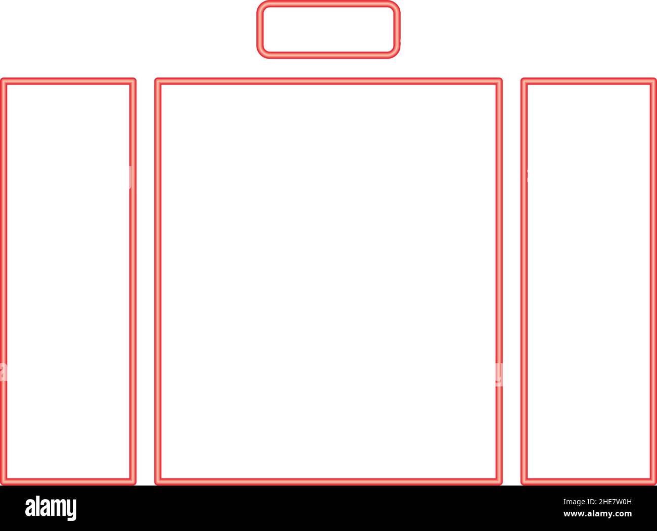 Neon suitcase red color vector illustration image flat style light Stock Vector
