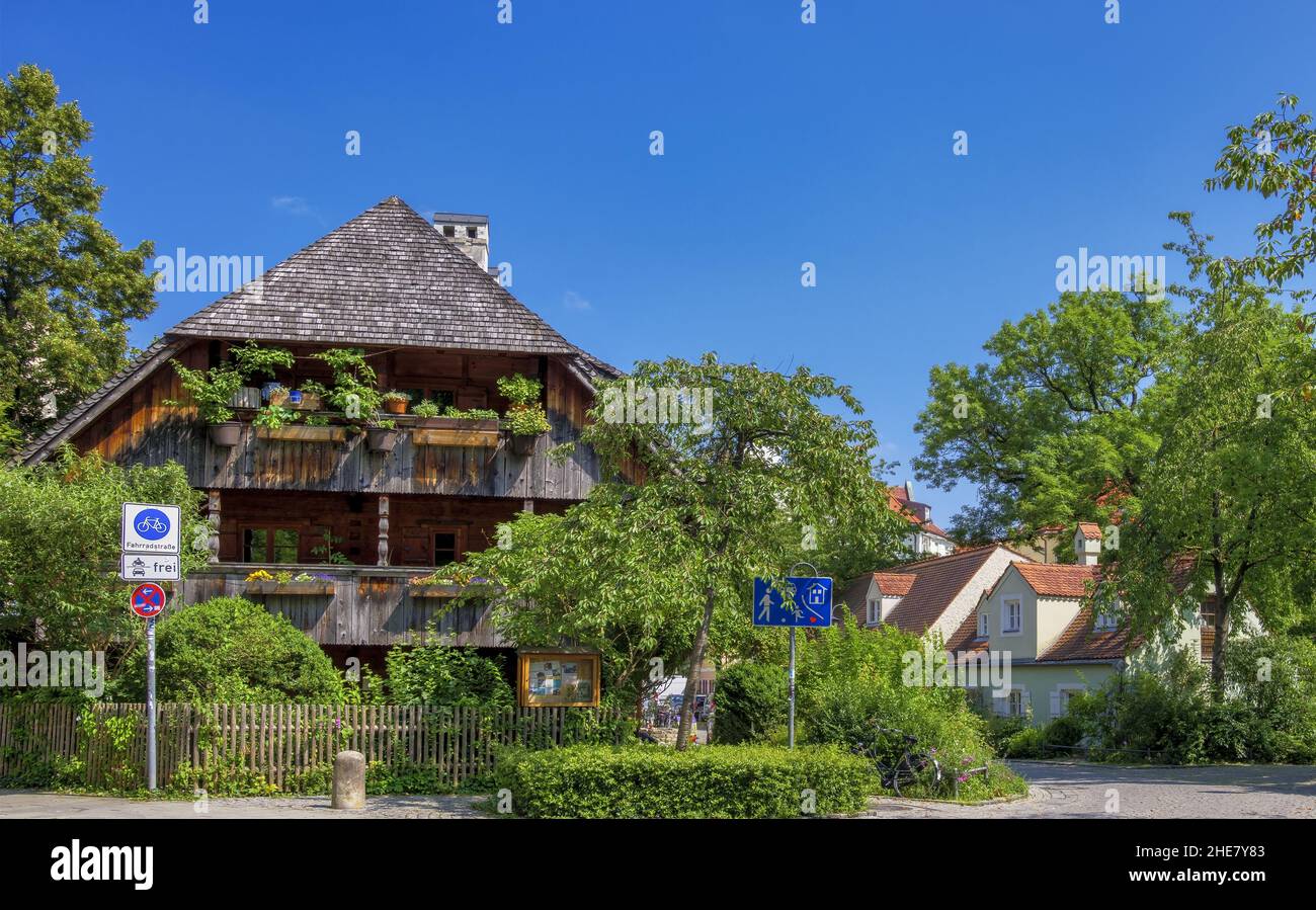 Historic old hostel, Preysingstrasse, Munich, Bavaria, Germany Stock Photo