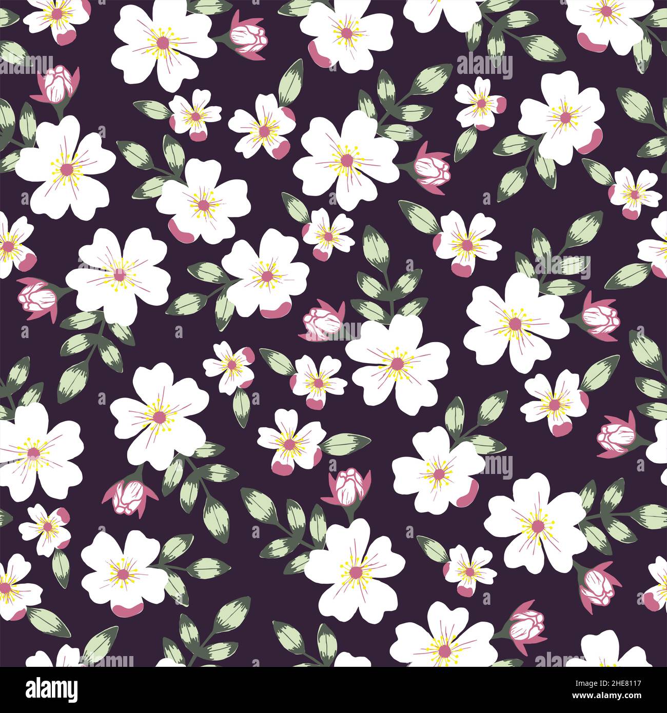 Spring flowers seamless vector pattern vector illustration on a