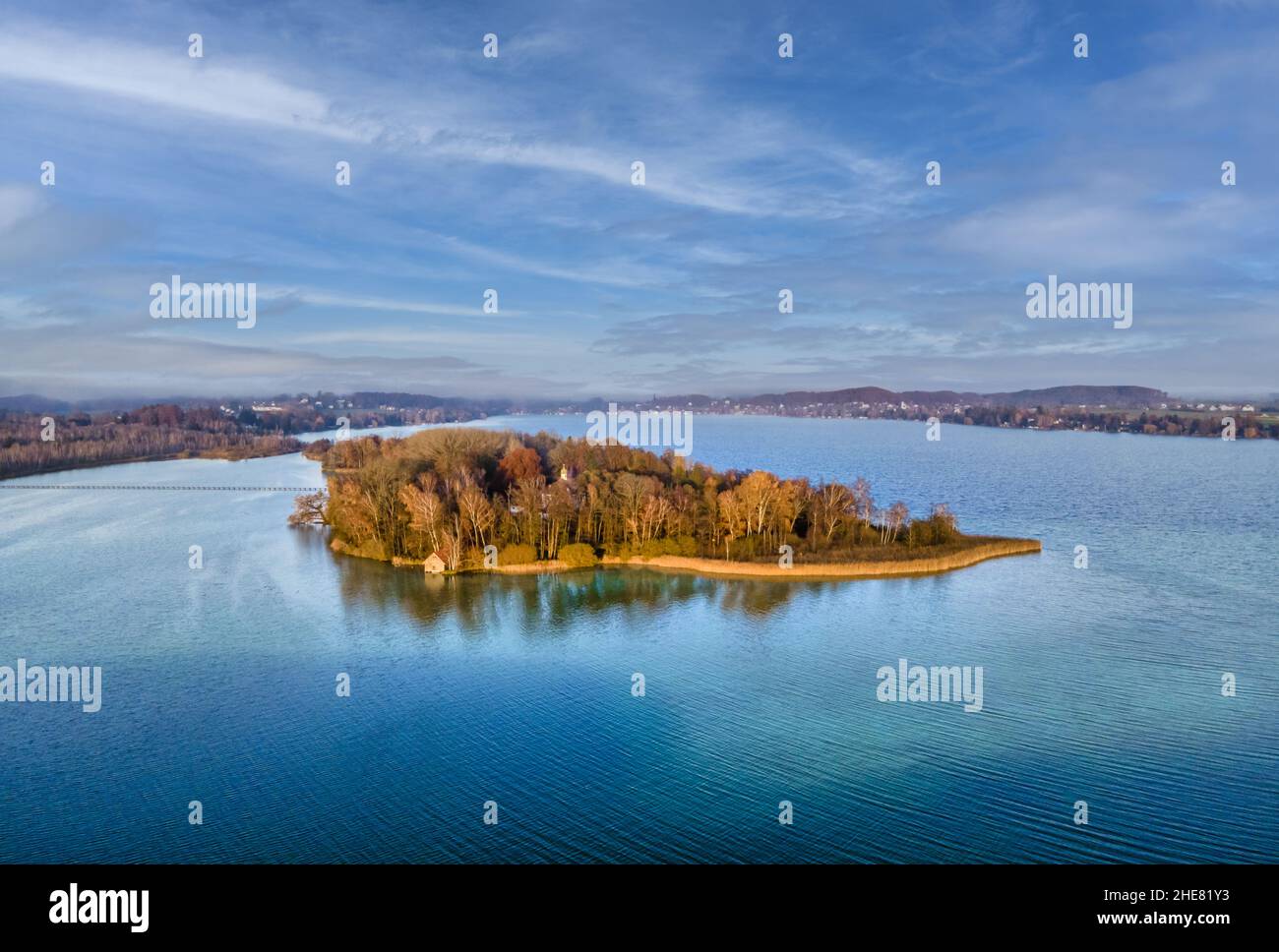 Mouse Island in the Wörthsee, Bavaria, Germany Stock Photo