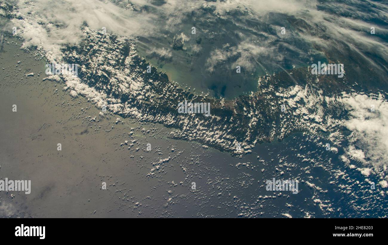 High altitude aerial of Panama. (Elements of this image furnished by NASA) Stock Photo