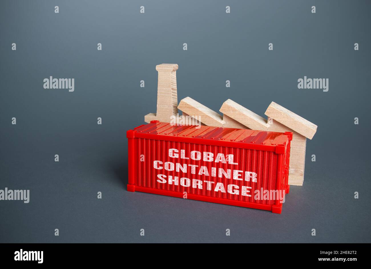 Lack of containers in manufactory industry. Rising prices and costs. Delays in transportation, breakdowns of contracts, outbidding. Container world tr Stock Photo