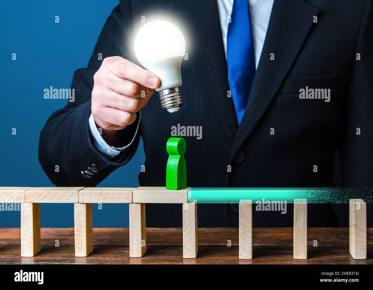 Mentor helps to build a further path. Idea development and startup. Lead guiding. Professional education. Way to success. Business planning. Innovatio Stock Photo