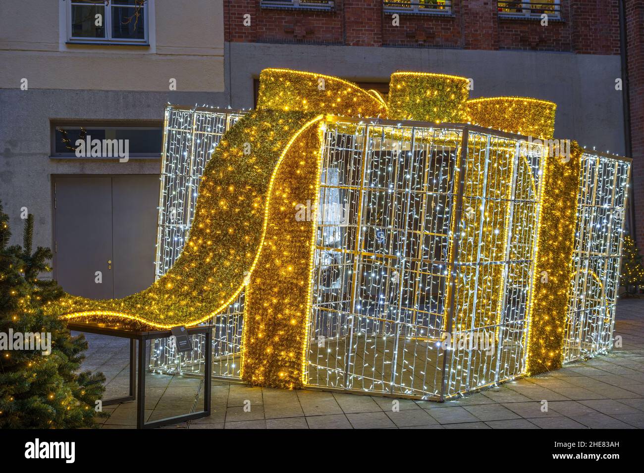 Illuminated Christmas decoration in Munich, Bavaria, Germany Stock Photo