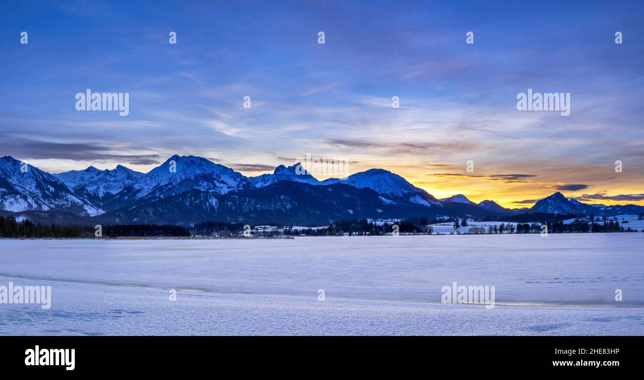 Hopfensee in winter, Allgau, Swabia, Germany Stock Photo