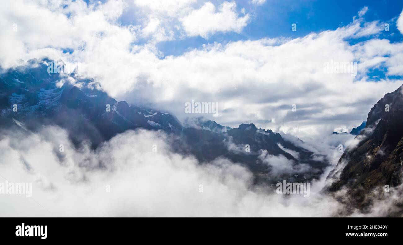 foggy mountain ath the death road, Bolivia Stock Photo