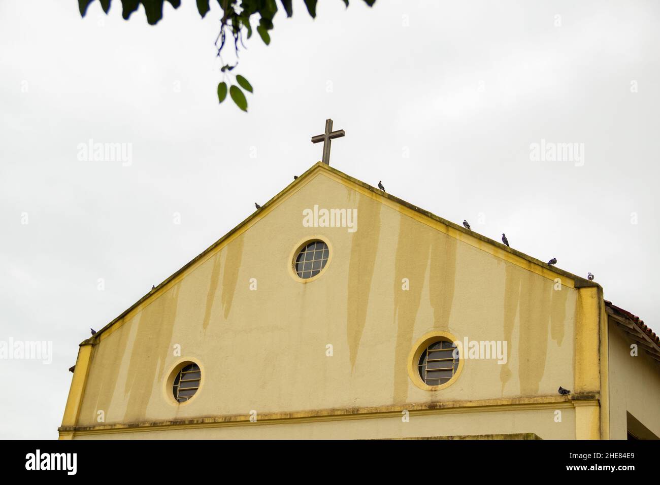Anicuns, Goias, Brazil – January 08, 2022:  Facade of a church of St. Francis of Assis. Stock Photo