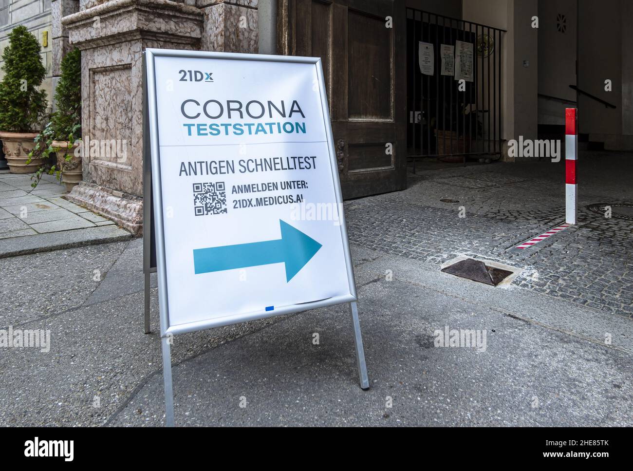 Corona test station, Munich, Bavaria, Germany Stock Photo