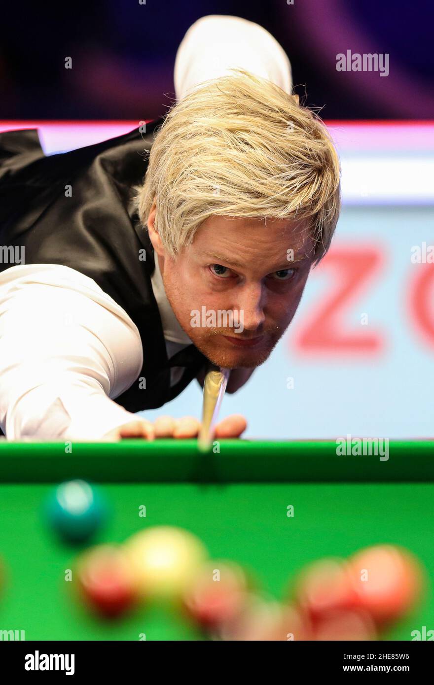 Neil Robertson plays a shot during day one of the 2022 Cazoo Masters at Alexandra Palace, London. Picture Date Sunday January 9, 2022