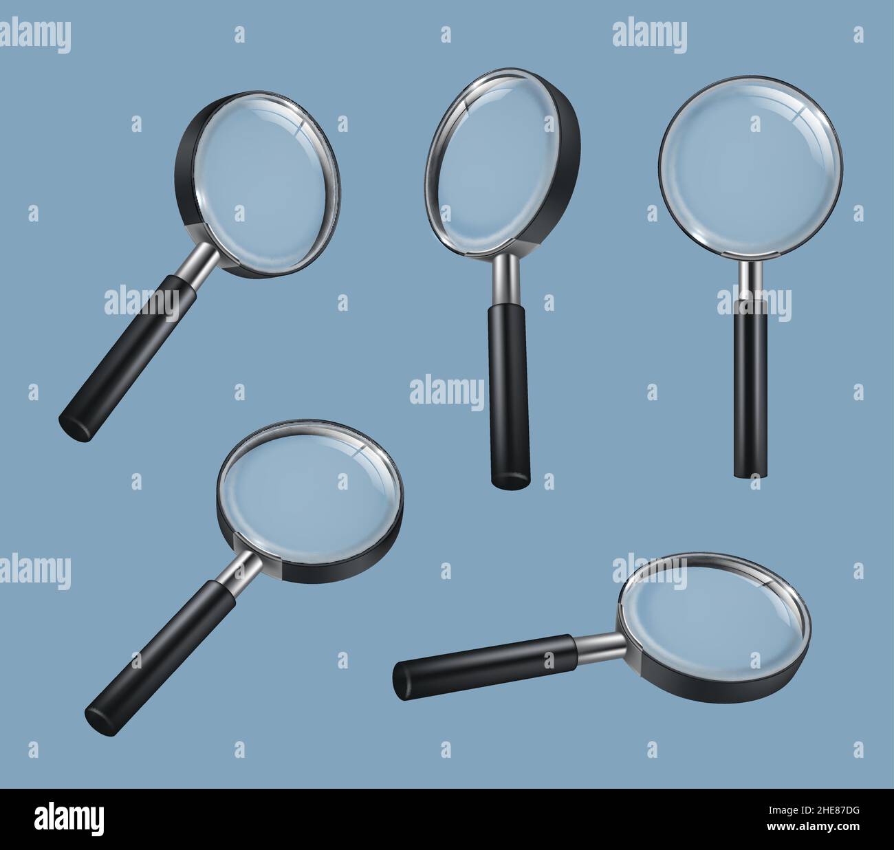 Magnifier glass. Focused transparent lens zoom loupe window round frame