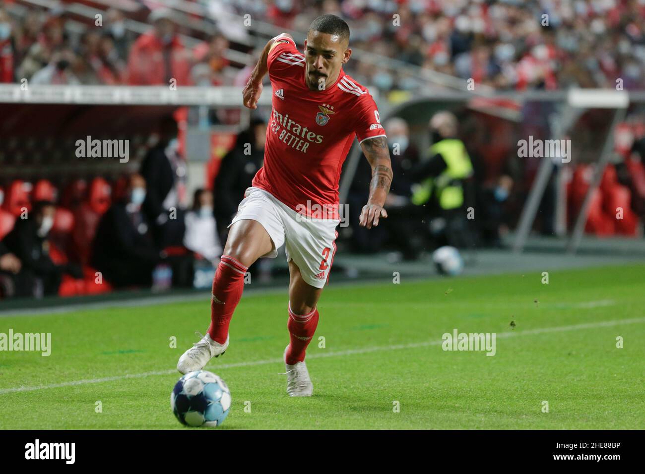 Lisboa, Portugal. 09th Jan, 2022. Gilberto defender of SL Benfica in action during the Liga Portugal Bwin match between SL Benfica vs FC Paços de Ferreira at Estádio da Luz on 09 January, 2022 in Lisbon, Portugal. Valter Gouveia/SPP Credit: SPP Sport Press Photo. /Alamy Live News Stock Photo