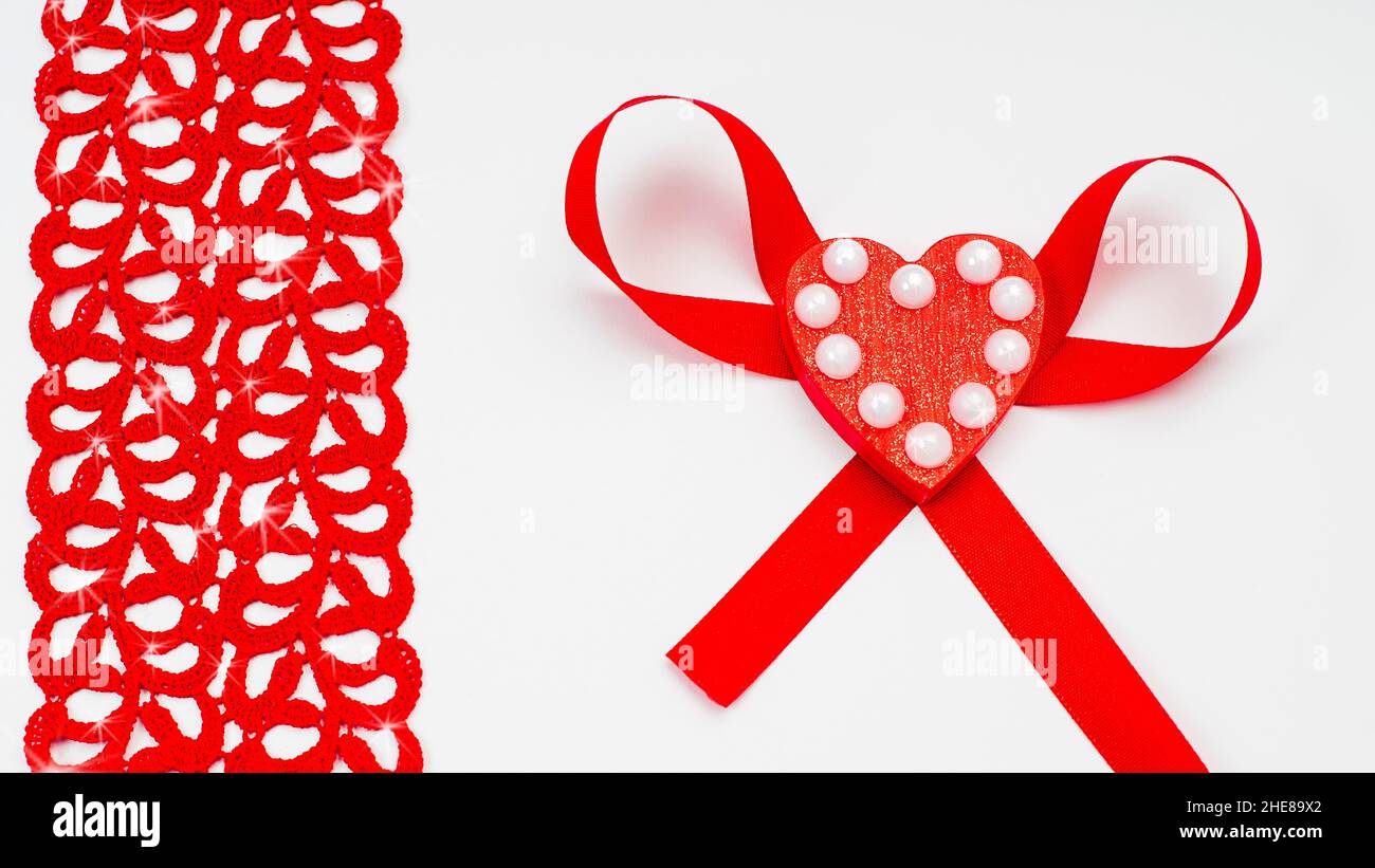 valentine ribbon bow with hearts string Stock Vector Image & Art - Alamy
