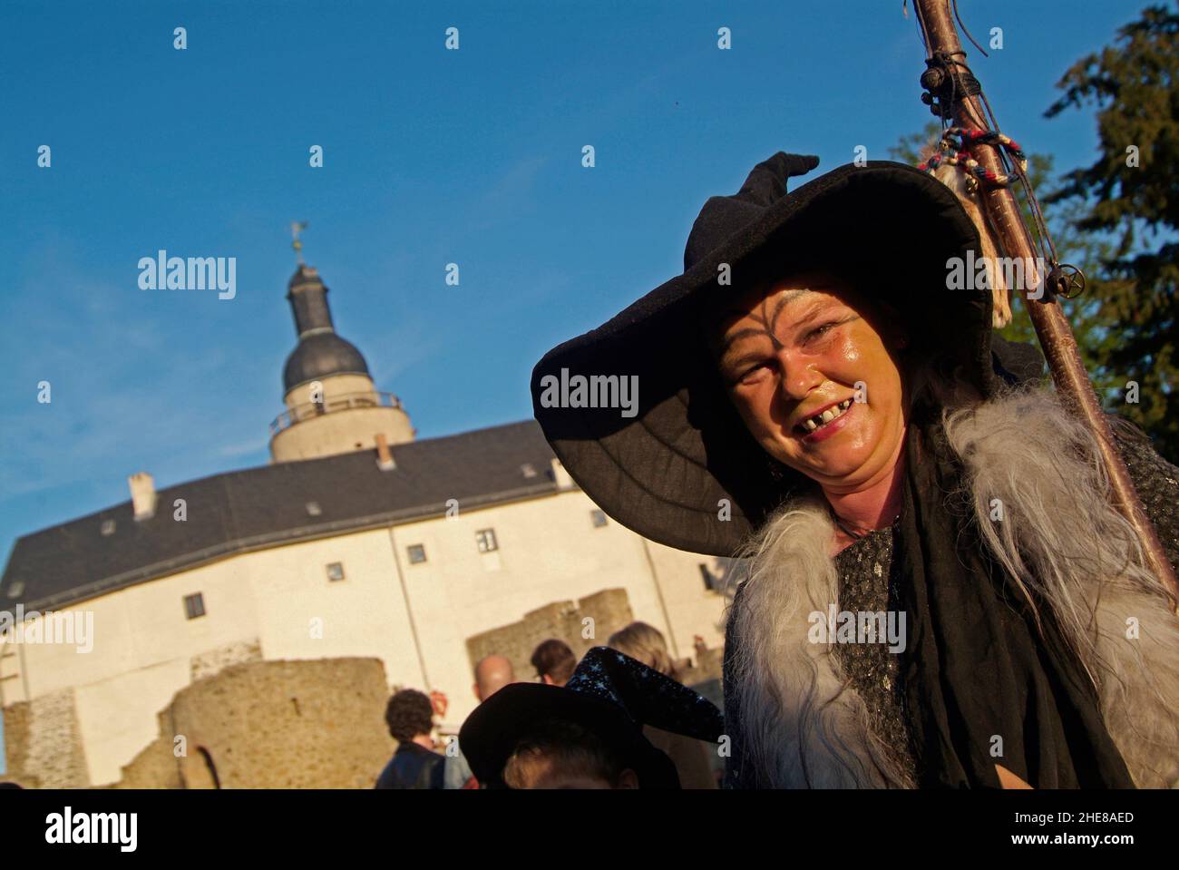 Walpurgisnacht im Harz am 30.04. jeden Jahres, hier auf Burg Falkenstein, Falkenstein, OT Pansfelde, Harz, Sachsen-Anhalt, Stock Photo