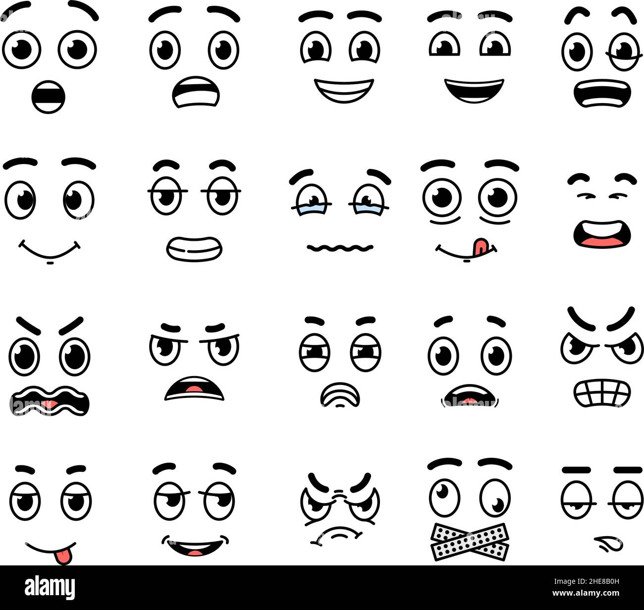 Cartoon Face Expression Mouth And Eyes Expressing Happy Faces Expressive  Emotions Isolated Smiling Angry Crying Decent Vector Characters Stock  Illustration - Download Image Now - iStock