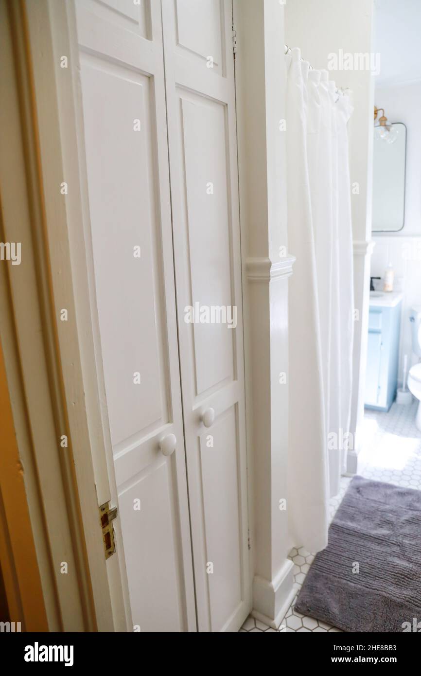 Built in linen 2024 closet in hallway