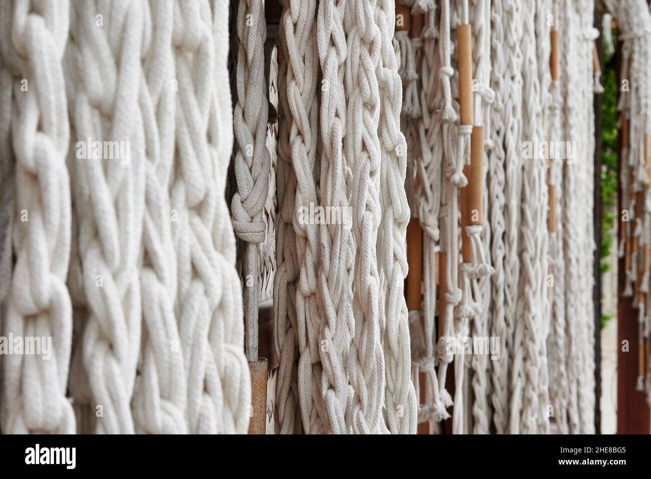 Macrame for sale at a street market on Isla Holbox, Mexico Stock Photo