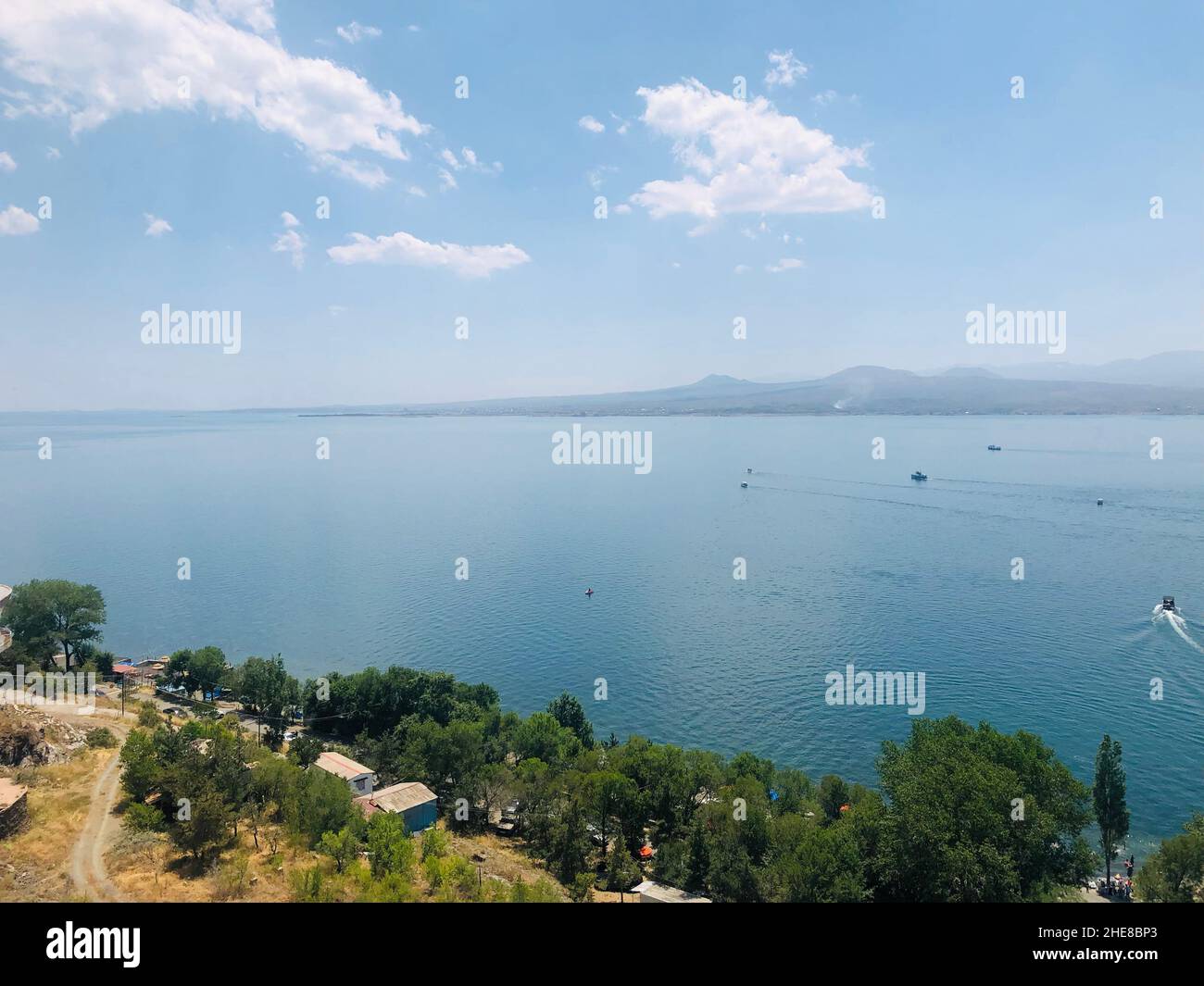 Aerial view of the charming Lake Sevan; the pearl of Armenia Stock ...